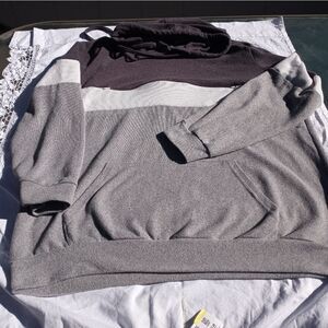 Dresswel L Strips Longsleeves Knit Pocket Hooded Pullover